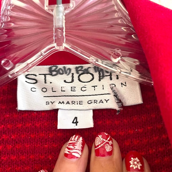 Vintage St. John red & gold button classic knit suit jacket - Picture 5 of 9